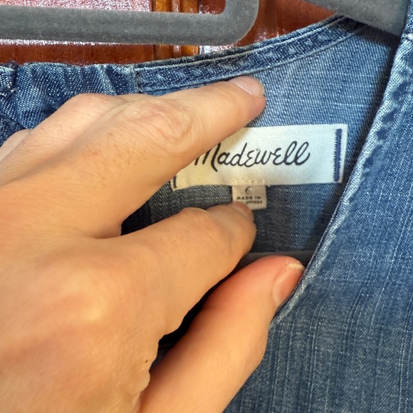 Madewell size 6 Small Chambray Denim Blue Cap Sleevw Dress - Picture 3 of 5